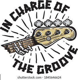 Bass With Skull Hand Illustration 