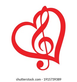 Bass And Treble Clef, Heart, Music, Classic - Vector