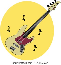 Bass Vector Cartoon for sing a song, Logo arts for band music melody 