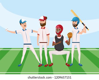 basseball team player with professional uniform