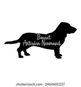 Basset Artesien Normand

 Dog silhouette dog breeds logo dog monogram vector