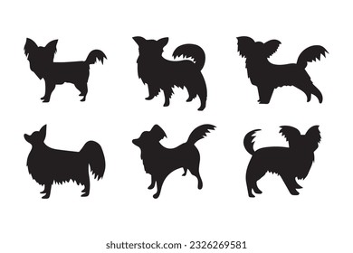 Basset hound dog animal silhouettes, vector silhouettes of a dog, Silhouettes of dog breeds, Collection of dog silhouettes, vector hand drawn animals silhouette set illustration, Vector set with black