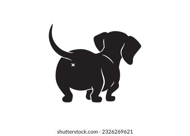 Basset hound dog animal silhouettes, vector silhouettes of a dog, Silhouettes of dog breeds, Collection of dog silhouettes, vector hand drawn animals silhouette set illustration, Vector set with black
