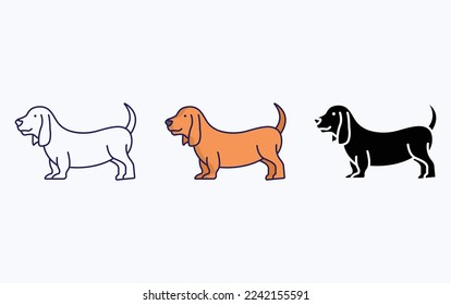 Basset Hound Dog Breeds illustration icon