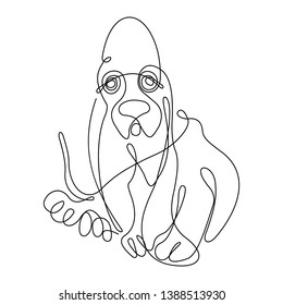 Basset Hound dog, One line drawind.continuous line