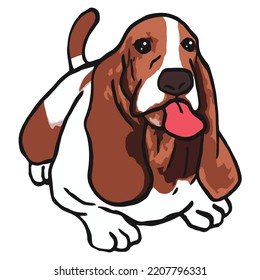 Basset Hound Dog Pet Colored Drawing