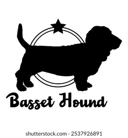 Basset Hound dog silhouette,  dog, dog breeds, logo, vector, silhouette, logo design, animal, illustration, icon, sign, design, black,  symbol, pet