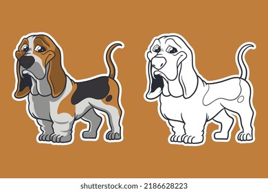 basset hound dog vector illustration cartoon style