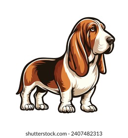 
Basset Hound dog vector isolated. This versatile design is ideal for prints, t-shirt, mug, sticker, poster, and many other tasks. Good for any commercial use.