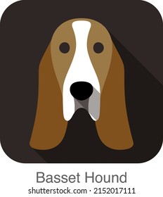 Basset Hound Face Flat Icon, Dog Series