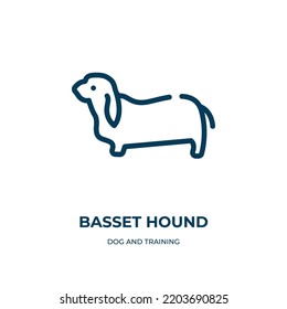 Basset hound icon. Linear vector illustration from dog and training collection. Outline basset hound icon vector. Thin line symbol for use on web and mobile apps, logo, print media.