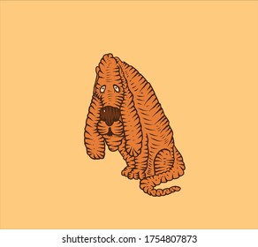Basset Hound. Sad dog. Cartoon vector illustration