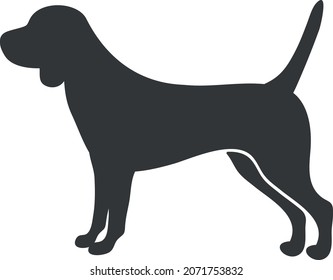 Basset hound silhouette. Dog silueta shadow puppy, vector icon isolated on white background