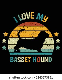 Basset Hound silhouette vintage and retro t-shirt design svg