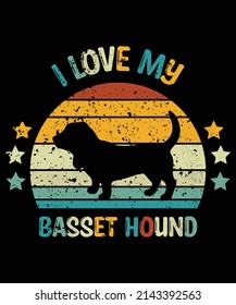 Basset Hound silhouette vintage and retro t-shirt design