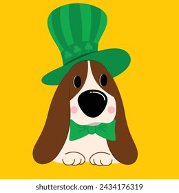 Basset Hound St. Patrick's Day art,
Hush Puppies dog illustration