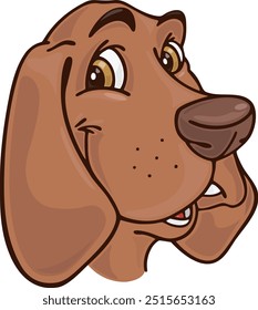 CARA DE PERRO DE ESTILO BASSET HOUND SOBRE FONDO BLANCO AISLADO - MASCOTA, DIBUJOS ANIMADOS, PERSONAJE