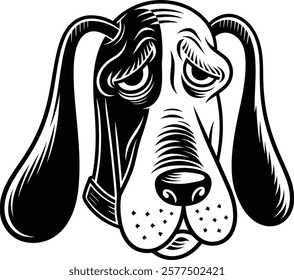 A Basset hound. Vector illustration of a sketch pet animal. Lazy dog vector