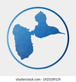 Icono de la isla Basse-Terre. Mapa poligonal en el anillo degradado. Signo de la isla de Basse-Terre redondeado de baja polilla. Ilustración vectorial.