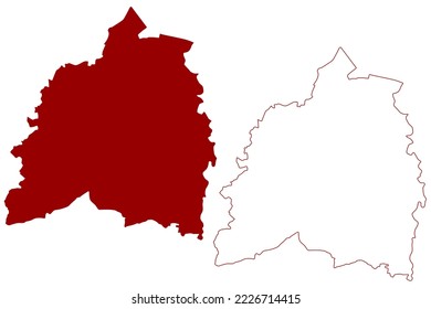 Bassetlaw Non-metropolitan district (United Kingdom of Great Britain and Northern Ireland, ceremonial county Nottinghamshire or Notts, England) map vector illustration, scribble sketch map