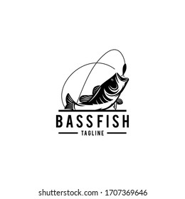 Bassfish logo design. Awesome bassfish logo. Bassfish with fish bait logotype.
