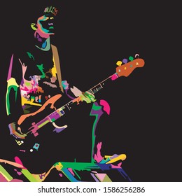 Bassist Band Music Vector Illustration