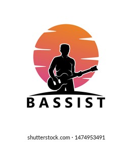 Bassist Logo Template Design Vector, Emblem, Design Concept, Creative Symbol, Icon