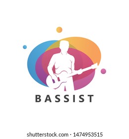 Bassist Logo Template Design Vector, Emblem, Design Concept, Creative Symbol, Icon