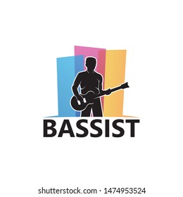 Bassist Logo Template Design Vector, Emblem, Design Concept, Creative Symbol, Icon