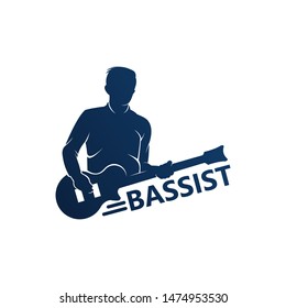 Bassist Logo Template Design Vector, Emblem, Design Concept, Creative Symbol, Icon