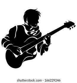 bassist, silhouette