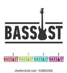 Bassist sticker sign with bass guitar silhouette