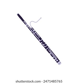 Fagott-Symbol. Holzbläser, Blasmusikinstrument für Jazzkonzerte, Oboe für Blues-Melodien. Professionelles Equipment für philharmonische Aufführungen. Flache isolierte Vektorillustration auf weißem Hintergrund