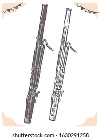 Bassoon isolated on white. Vector illustration.