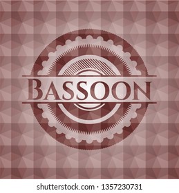 Bassoon red seamless emblem with geometric background.