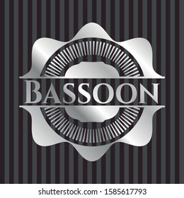 Bassoon silver shiny badge. Vector Illustration. Mosaic.