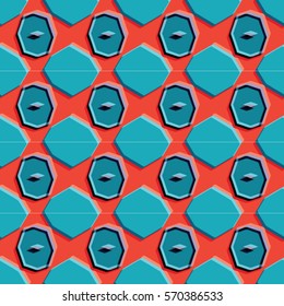 Bass-relief, optical illusion. Colorful endless texture with shadow. Architectural background. Geometric vector pattern for website, corporate style, party invitation, wallpaper, interior design