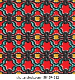 Bass-relief, optical illusion. Colorful seamless texture with shadow. Geometric vector pattern for website, corporate style, party invitation, wallpaper, interior design