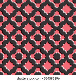 Bass-relief, optical illusion. Colorful seamless texture with shadow. Geometric vector pattern for website, corporate style, party invitation, wallpaper, interior design