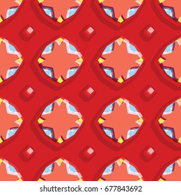 Bass-relief, optical illusion. Colorful seamless texture with shadow. Geometric vector pattern for website, corporate style, party invitation, wallpaper, interior design