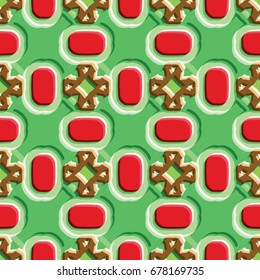 Bass-relief, optical illusion. Colorful seamless texture with shadow. Geometric vector pattern for website, corporate style, party invitation, wallpaper, interior design