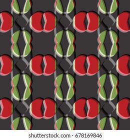 Bass-relief, optical illusion. Colorful seamless texture with shadow. Geometric vector pattern for website, corporate style, party invitation, wallpaper, interior design