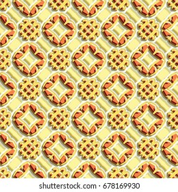 Bass-relief, optical illusion. Colorful seamless texture with shadow. Geometric vector pattern for website, corporate style, party invitation, wallpaper, interior design