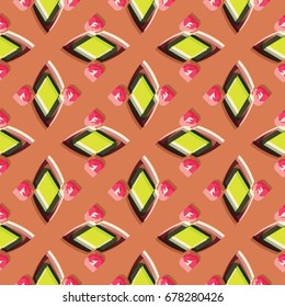 Bass-relief, optical illusion. Colorful seamless texture with shadow. Geometric vector pattern for website, corporate style, party invitation, wallpaper, interior design