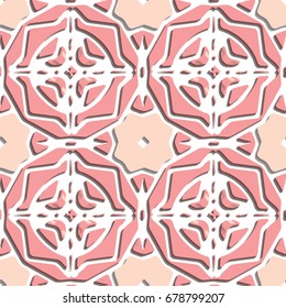 Bass-relief, optical illusion. Colorful seamless texture with shadow. Geometric vector pattern for website, corporate style, party invitation, wallpaper, interior design