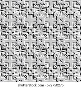 Bass-relief optical illusion. Endless texture with shadow. Geometric vector pattern for website, corporate style, party invitation, wallpaper, interior design
