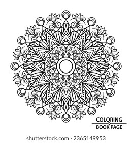 Bast  Mandala Design of Coloing Book Page for Children and Adults. Easy Mandala Coloring Book Pages for Adults, Ability to Relax, Brain Experiences Give Relief.