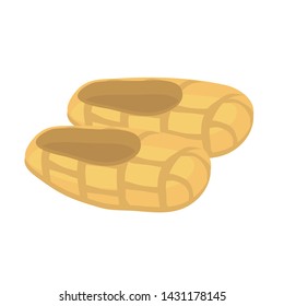 Bast shoes on white background. Cartoon. Vector illustration.