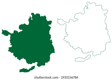 Bastar district (Chhattisgarh State, division, Republic of India) map vector illustration, scribble sketch Bastar map