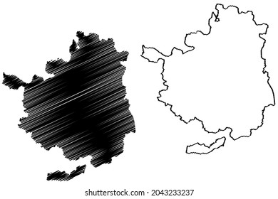 Bastar district (Chhattisgarh State, division, Republic of India) map vector illustration, scribble sketch Bastar map